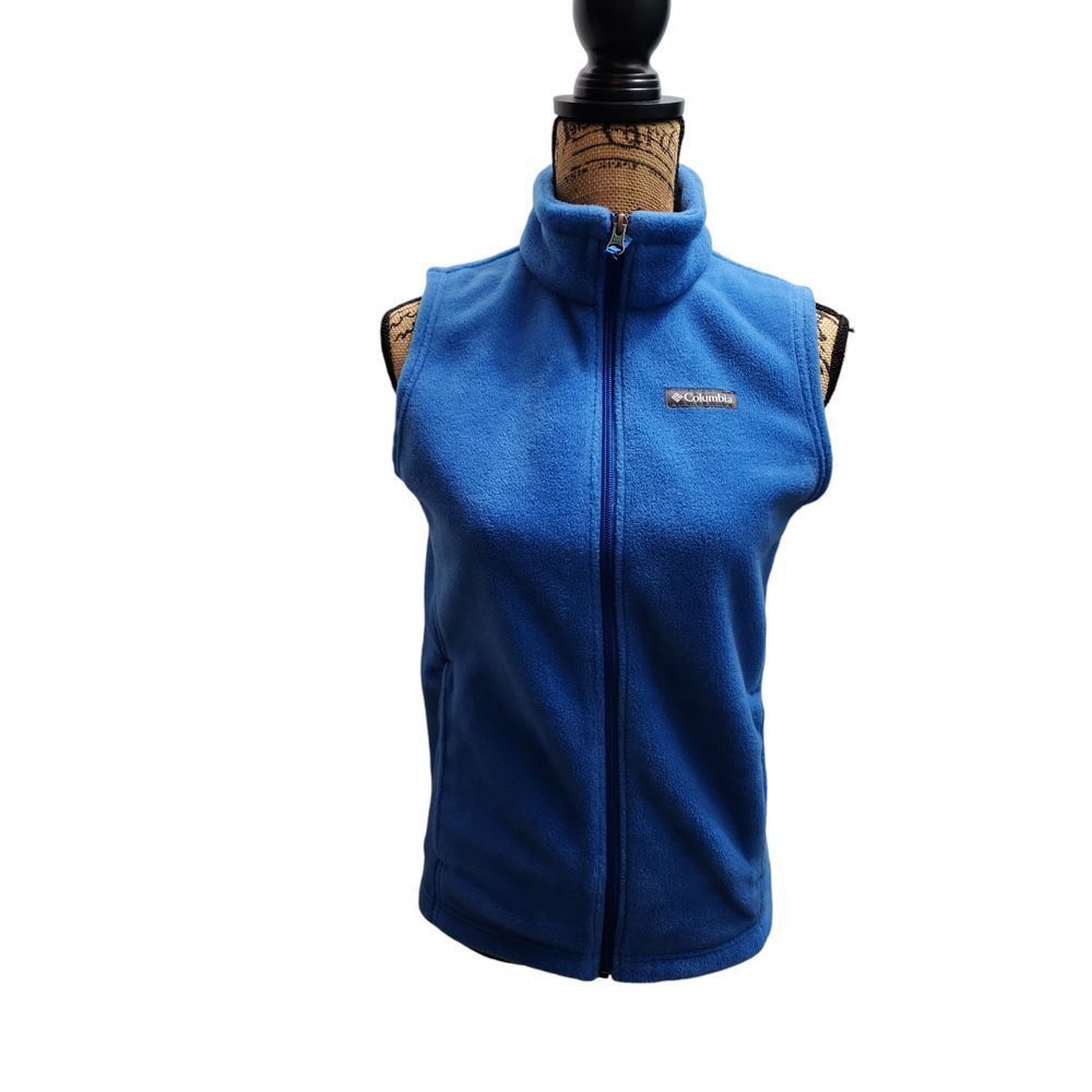 Columbia Women's Blue Fleece‎ Vest Outdoor Activewear Zip-Up Sleeveless Jacket